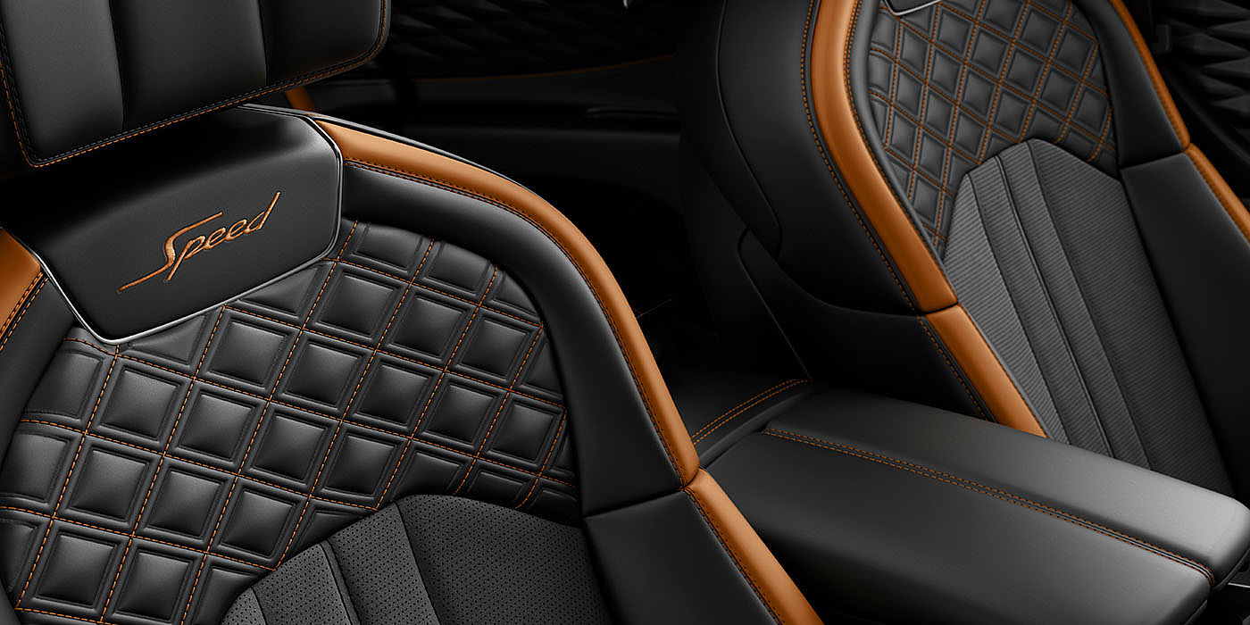 Bentley Suomi Bentley Flying Spur Speed's front seats with detailed contrast stitching and Speed Emblems