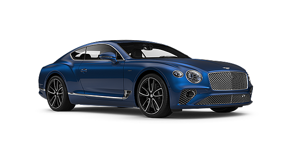 Bentley Suomi Bentley GT Azure coupe in Sequin Blue paint front 34